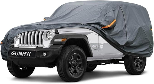 GUNHYI Premium Car Cover Custom Fit Wrangler 2 Door, 16 Layers Heavy Duty Car Cover Waterproof All Weather with Zipper Door for Sun Rain Snow Dust Uv Protection