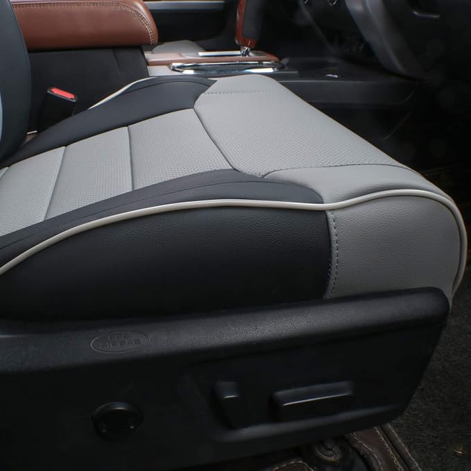 EKR Silverado Seat Covers Custom Fit for 2019 2020 2021 2022 2023 2024 2025 2026 Chevrolet Silverado 1500/ HD/LD RegularCab/DoubleCab/CrewCab 1st Row Only,Faux Leather(Black/Gray)