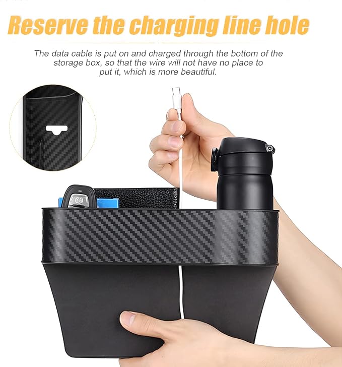 2 Packs Car Seat Gap Filler Organizer, Multifunctional Seat Gap Storage Box with Cup Holder, Console Side Extra Pouchs with USB Car Charger, Auto Accessories for Cellphone Wallet Key