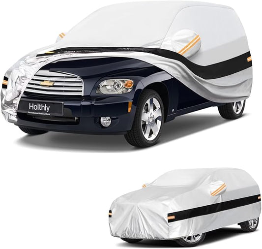 10 Layers SUV Car Cover Custom Fit for Chevrolet HHR (2005-2011), Waterproof All Weather for Automobiles, Outdoor Full Cover Sun Dust Rain Protection with Cotton. Silver