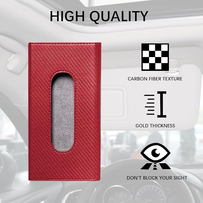 Car Tissue Holder, Sun Visor Napkin Holder, Premium PU Leather Car Tissue Box, with Tissue Refill, Universal Version Hanging Tissue Holder for Cars, Trucks, SUVs