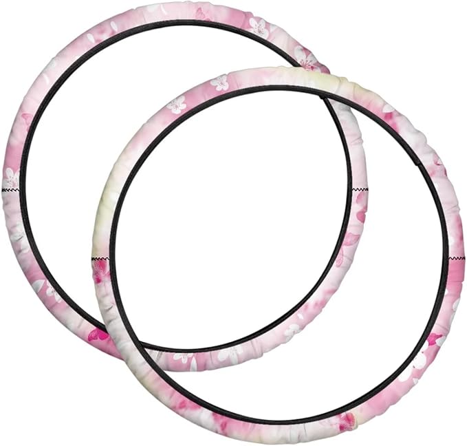 Pink Tie-Dye Butterfly Wheelchair Wheel Covers Non-Slip Wheelchair Accessories Tyre Covers to Protect Floors Carpets Fits 24" Wheels Set of 2 Pairs