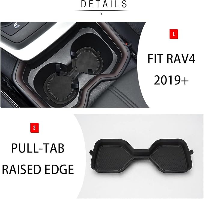 Auovo 3D Cup Holder Inserts for Toyota RAV4 Accessories 2025 2024 2023 2022 2021 2020 2019 Silicone Center Console Cup Holder Coaster Liner Mat Pad Interior Trims (Black, 2pcs kit)