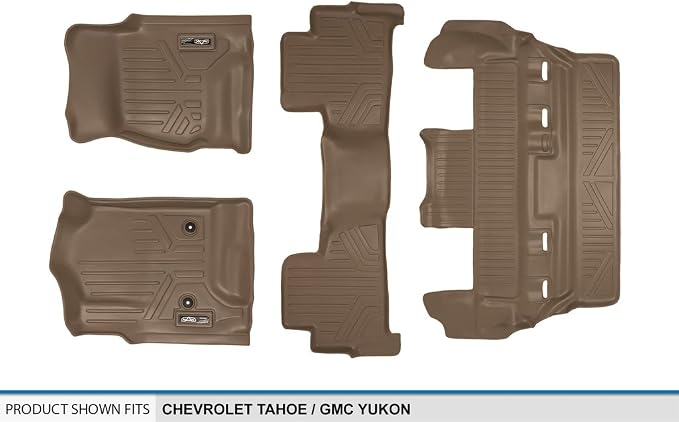 SMARTLINER Custom Fit Floor Mats 3 Row Liner Set Compatible with 2015-2020 Chevrolet Tahoe