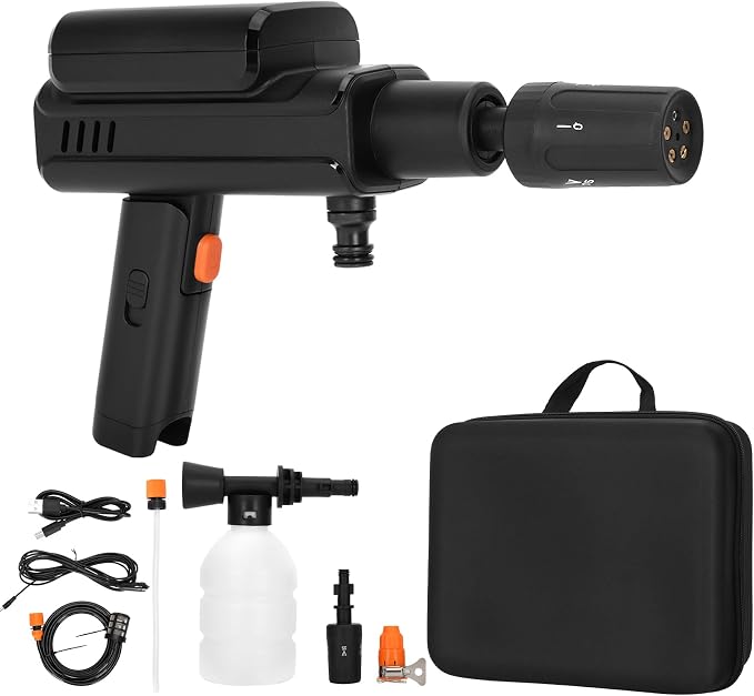 Foldable Cordless Washer Handheld Water Sprayer with 5-in-1 Nozzle & Foam Pot for Home, Bicycles, and Patio