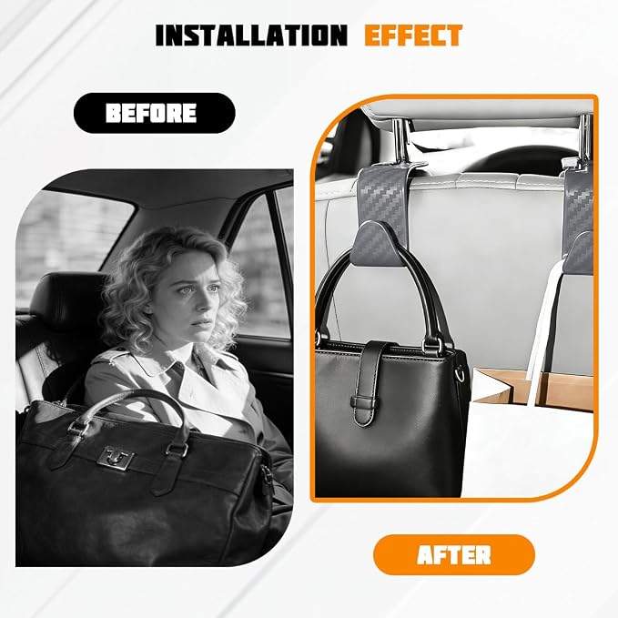 4PCS Car Seat Headrest Hook, Automotive Back Seat Storage Holder Hanger, Vehicle Interior Backseat Organizer Hanging Hook for Purse Handbag Grocery Bags, Universal Fit (Gray)