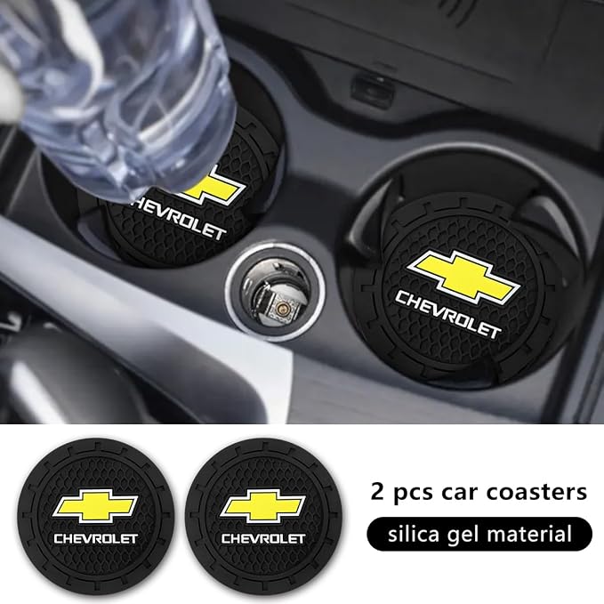 Car Cup Holder Coaster for Chevrolet Series Recessed Silicone Cupholder Coaster Interior Accessories 2.75in 2Pieces Black