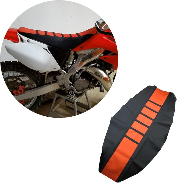 Motorcycle Universal Seat Cover Non-Slip Suitable Rubber Striped Seat Covers Soft for CRF150F CRF230F CRF250F CRF250R CRF450F CRF 150F 230F 450F 450R Dirt Pit Bike Motocross Off Road Motorbike