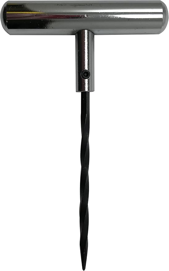 Stainless Steel T-Handle - Pro Heavy Duty Repair Tool Perfect for Tire Plug Kits for Car Truck Motorcycle Bycles - Replaceable Spiral Probe Needle - Made with All-Americal Materials