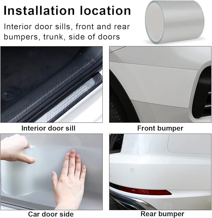 Storystore Car Door Edge Guards, 4In x 33Ft Door Sill Guard Protector, Anti-Scratch Adhesive Tape, Automotive Anti-Collision Strip for Car Door Edge/Front and Rear Bumper/Door Sill Protector