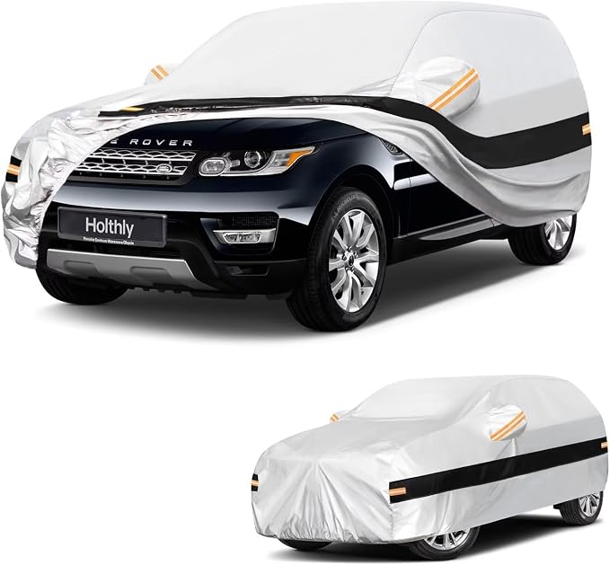 10 Layers SUV Car Cover Custom Fit for Land Rover Range Rover Sport (2005-2026), Waterproof All Weather for Automobiles, Outdoor Full Cover Sun Dust Rain Protection with Cotton. Silver