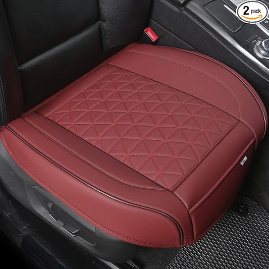 Black Panther 1 Pair Luxury Faux Leather Car Seat Covers Front Bottom Seat Cushion Covers, Anti-Slip and Wrap Around The Bottom, Fit 95% of Vehicles - Burgundy