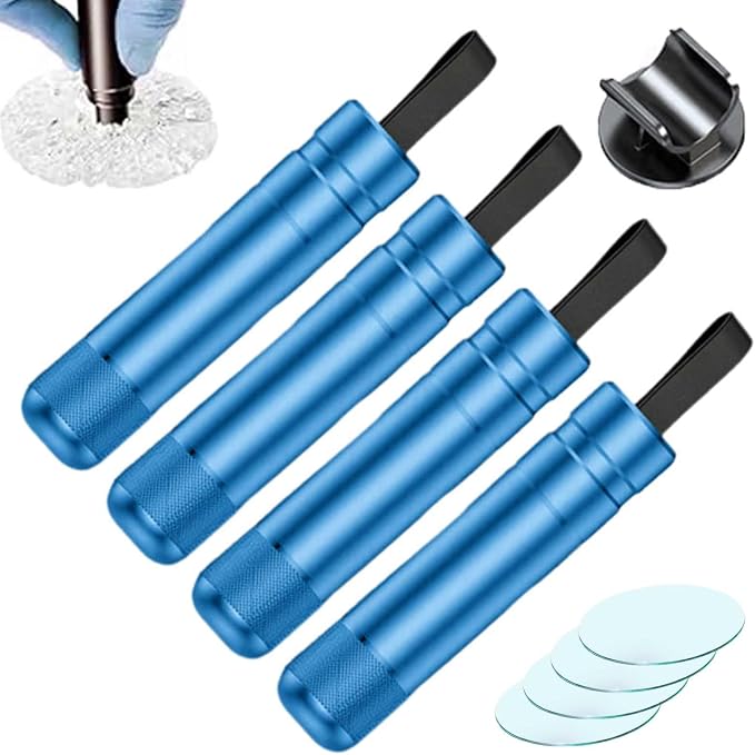 Breeker - Breeker Glass Breaker, Breeker Car Escape Tool, Car Window Breaker with Seatbelt Cutter, for Land and Underwater (Blue 4PCS)
