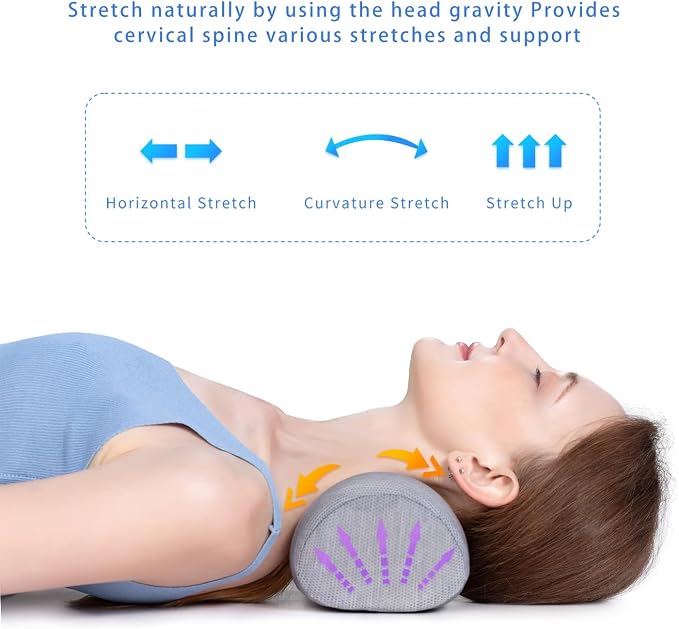 Bespilow Cervical Neck Pillow for Pain Relief - Small Cylinder Neck Roll & Round Bolster - Portable Memory Foam Traction Device for TMJ, Hump Correction, Travel & Sleeping Support,Odorless
