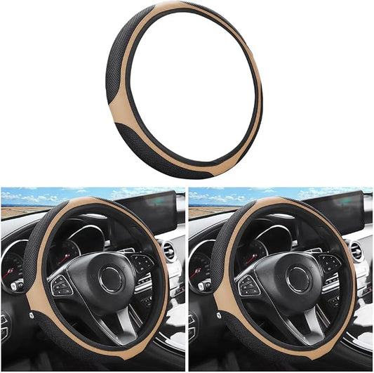 LoyaForba Car Steering Wheel Cover, Universal 14.5-15 Inch, Soft Anti-Slip Neoprene Protector for Steering Wheel, Breathable Odorless and Elastic Stretch, Car Accessory for SUV, Van, Truck (Beige)