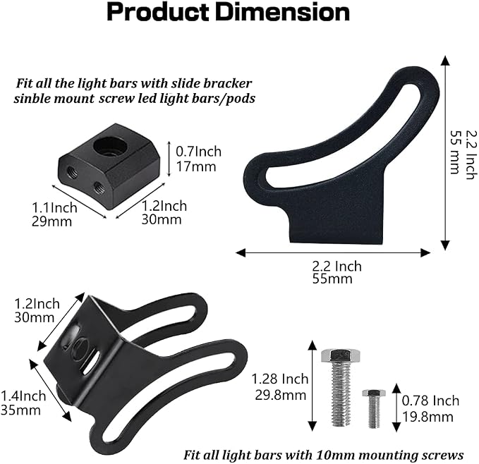 Slide Brackets - LEDOPPO Light Bar Mounting Brackets Kit, Universal Adjustable Bottom Mount Offroad Truck LED Bar Work Light Pods Base Bracket,2 Pack,Black