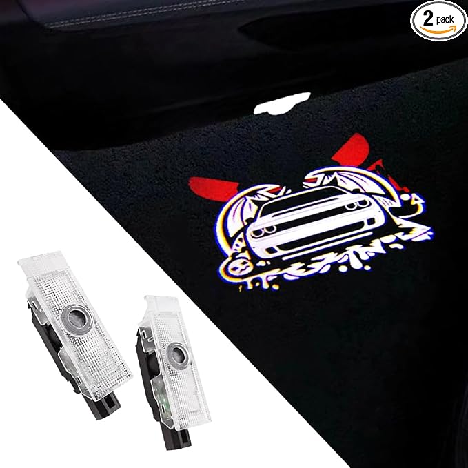 2PCS Door Lights Logo Compatible for Challenger 2015-Present, LED Ghost Shadow Welcome Puddle Projection Light Lamps Accessories (04)