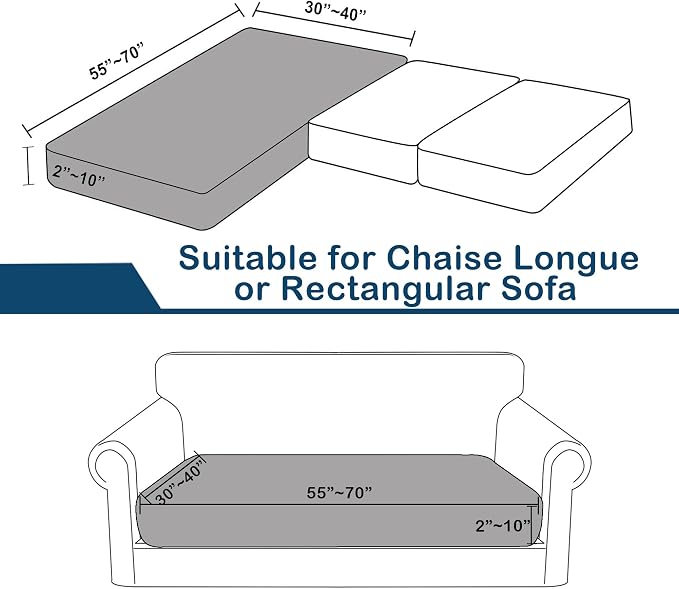 100% Waterproof Couch Cushion Covers L Shaped Chaise Cover, Stretch Seat Covers for Sectional Sofa, Reversible Couch Sofa Protector Covers for Kids Pets (Chaise Cover, Sand)