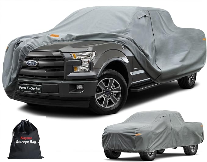 Kayme Heavy Duty Truck Cover Custom Fit Ford F-150(2008-2025) SuperCab, SuperCrew, Extended Cab, Crew Cab SB Short Bed. Waterproof All Weather for Pickup, Full Exterior Covers Sun Rain UV Protection.