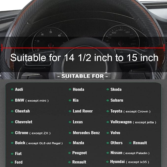 Wood Grain Steering Wheel Cover Black Universal Microfiber Leather, Suitable for 14 1/2-15 inch Comfortable Anti-Slip, Good Breathable and Odorless Car Steering Wheel Cover