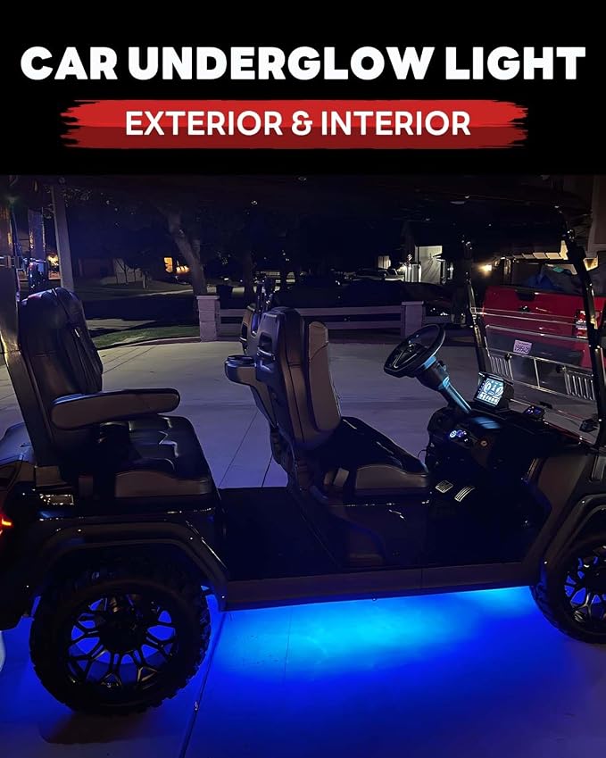 12V Led Light Strip 12.7" Waterproof Blue Led Light Strips for Car Golf Cart Motorcycles Truck Boat Led Strip Lights,Pack of 4