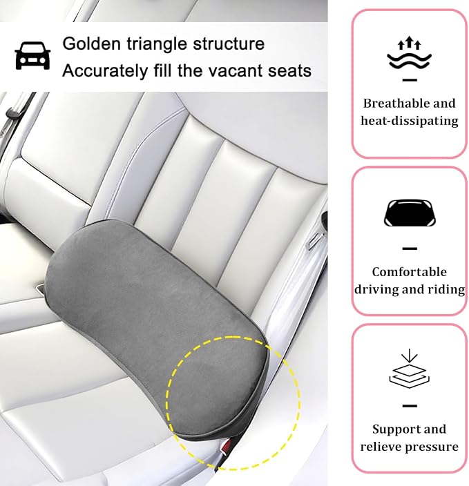 Osilly Car Lumbar Support Pillow, Memory Foam Comfortable Vehicle Seat Lower Back Support Cushion, Back & Sciatica Pain Relief Automotive Interior Driver Seat Pad, Universal for SUV RV Van (Dark Gray)