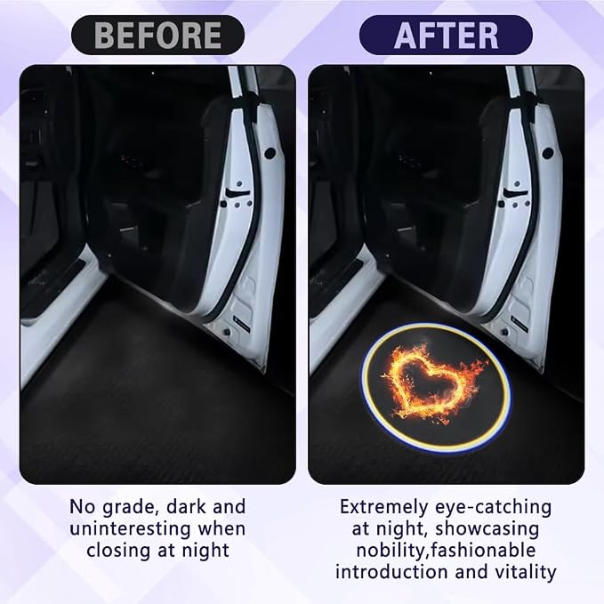Zufoty 2PCS Car Door Light Projector, Wireless LED Car Door Paste Welcome Courtesy Light, LED Courtesy Ghost Shadow Welcome Lamp, Universal Car Accessories Fits Most Car SUV Truck