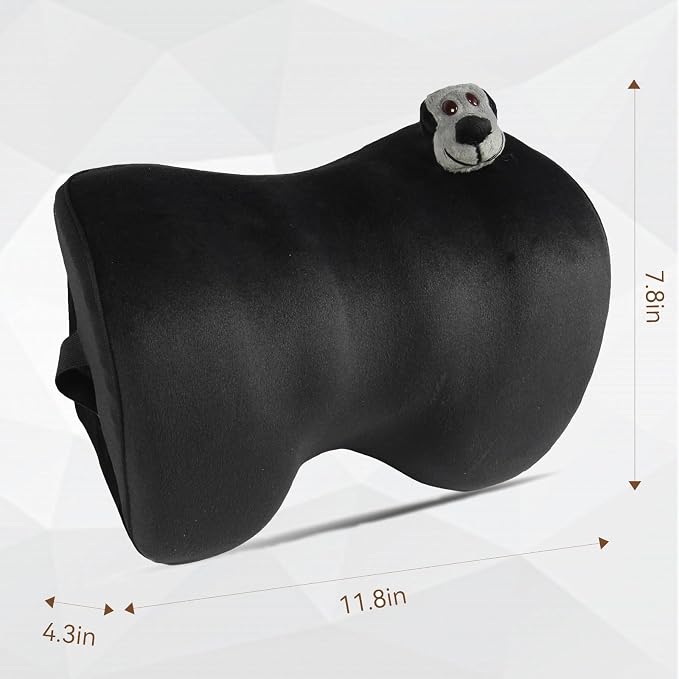 1Pcs Black Car Headrest Memory Foam Neck Pillow 11.8 X 7.8” Soft and Comfortable Seat Head Pillow Cushion Features Adjustable Straps for Most Sedans, SUVs, Home, and Office Settings