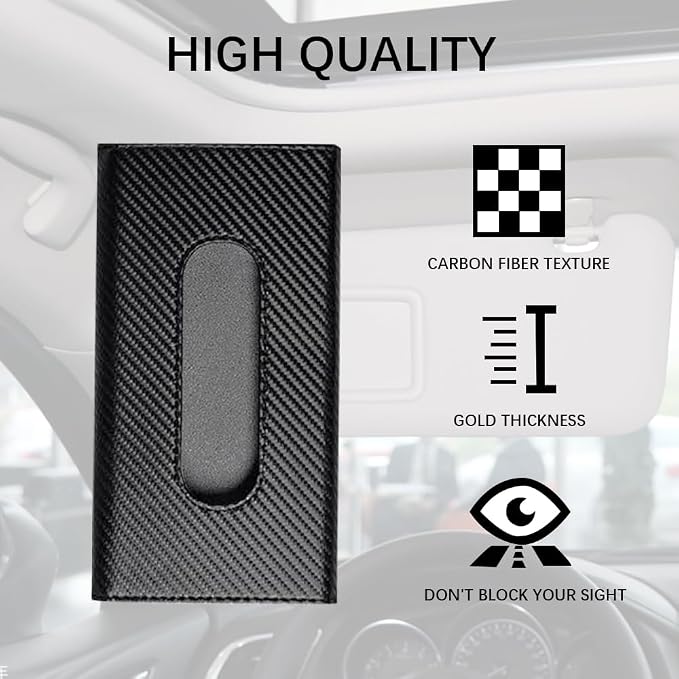 Car Tissue Holder, Sun Visor Napkin Holder, Premium PU Leather Car Tissue Box, with Tissue Refill, Universal Version Hanging Tissue Holder for Cars, Trucks, SUVs