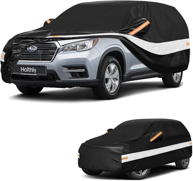 10 Layers SUV Car Cover Custom Fit for Subaru Ascent (2018-2026), Waterproof All Weather for Automobiles, Outdoor Full Cover Sun Dust Rain Protection with Cotton. Black