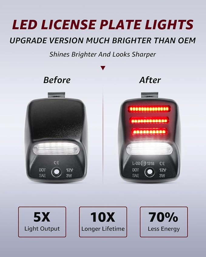 LED License Plate Light Compatible with 2005-2015 Toyota Tacoma, 2000-2013 Toyota Tundra Pickup Truck Rear Plate Light w/Red OLED Neon Tube, 6000K