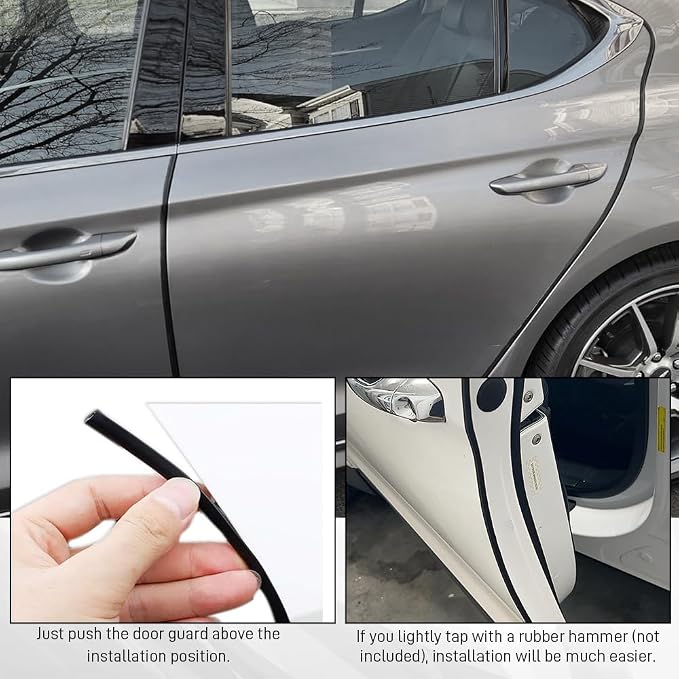 Car Door Edge Guards, Car Door Protector, 32Ft Rubber Seal Protector U Shape Edge Trim, Anti-Collision Auto Door Entry Guard Protective Strip Universal for Most Vehicles (Black, 10M)