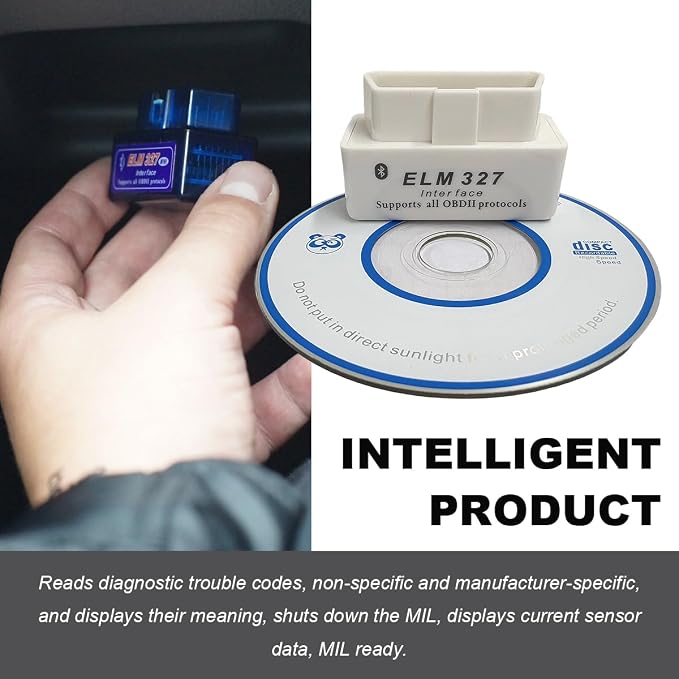 KVAEY 2 PCS OBDII Car Auto Diagnostic Scanner, ELM327 Automotive Bluetooth Scan Tool and Code Reader, Professional Car Bluetooth Engine Fault Code Reader, Universal Car Accessories (White)