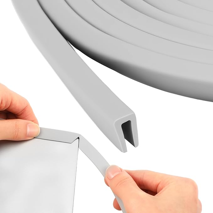 Kingdder Rubber Edge Trim 1/8" U Channel Sheet Metal Edge Protector Door Seal Strip Guard Weather Resistance Fits for Car Doors Steel Plates Glass Hatches Table Corners (10 Feet Long, Grey)