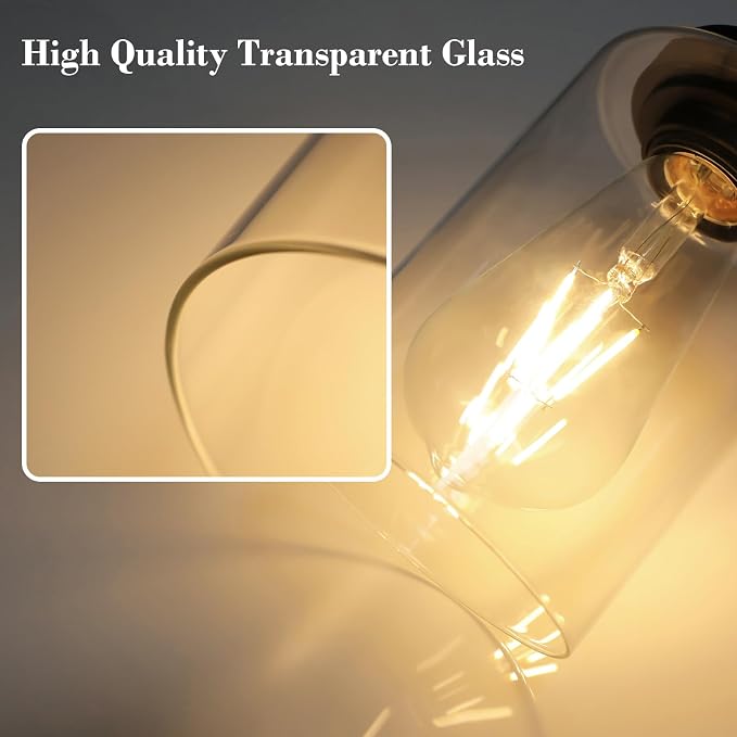 Unicozin 2 Pack Modern Bathroom Light Fixtures, 3 Light Vanity Lights, Black Wall Lamp with Clear Glass for Bathroom, Mirror, Living Room, Bedroom, Hallway, E26 Base