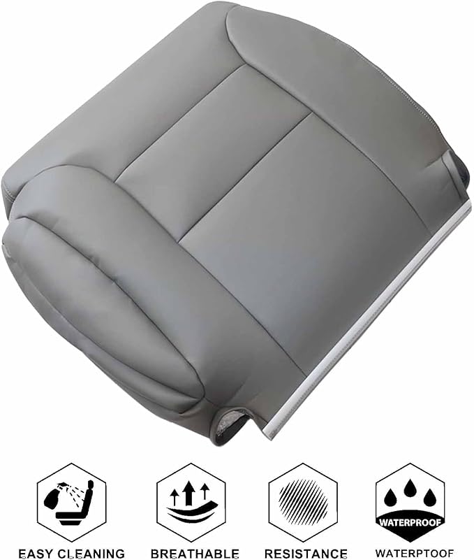 NLQR Driver and Passenger Side Bottom & Back Seat Covers Replacement Leather Gray Compatible with Chevy Silverado Tahoe Suburban GMC Sierra Yukon 1995 1996 1997 1998 1999