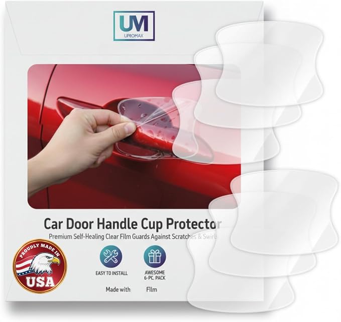 5 Door Edge Guard Upromax Made with Paint Protection Film, 5 Car Door Handle Cup, Scotch Guard, PPF Precut, Universal, PPF, Protector, Clear Self-Healing Anti Scratch Guard (Door and Handle Set)