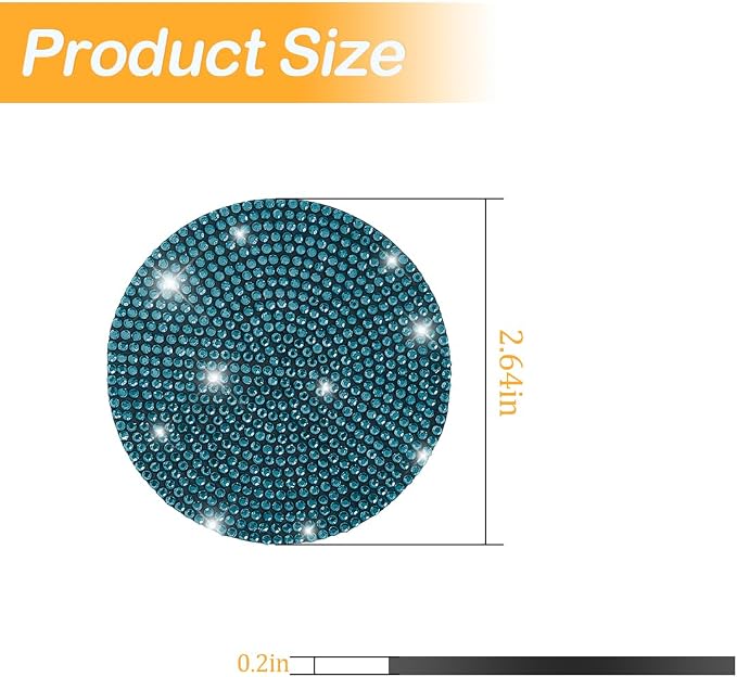 Osilly Bling Car Cup Holder Coaster, 2 Pack Crystal Rhinestone Anti-Slip Insert Coasters, Universal 2.75 Inch Fashion Automotive Cup Mat, Car Interior Accessories Decor Gifts for Women (Blue)