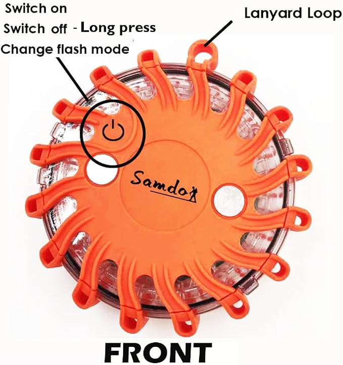 SAMDO Waterproof 9 Patterns Magnetic Beacon Lamp, Emergency Light, LED Road Flares Emergency Lights CR123A (Green)