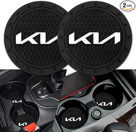Car Cup Holder Insert Coaster for KIA K5 K7 Sportage Soul NIRO Sorento Sedona Rio Forte Optima Stinger Cadenza, Anti Slip Silicone Cup Coaster, 2.75 Inches, Black, Interior Accessories 01
