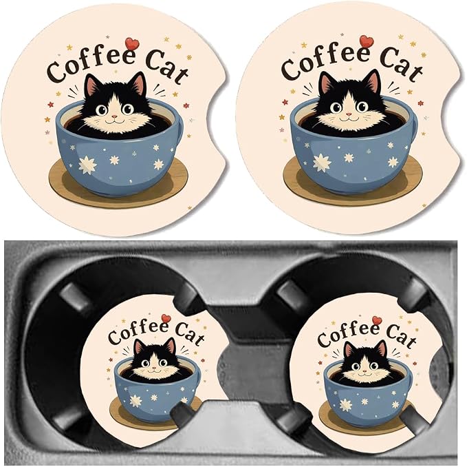 Car Cup Holder Coaster, Neoprene Universal Non-Slip Cup Holders, Car Accessories Interior for Women and Man Interior Sets 2 Pack (RYD-BD11)