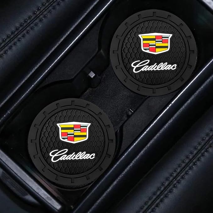Cadillac Car Cup Coaster for Escalade CT4 CT5 CT6 ATS CTS SRX XT5 Silicone Cup Holder Coaster Interior Accessories 2.75in 2 Pieces Black