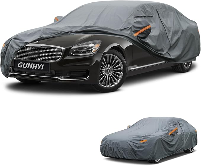 GUNHYI Premium Car Cover Custom Fit Kia K900, 16 Layers Heavy Duty Car Cover Waterproof All Weather with Zipper Door for Sun Rain Snow Dust Uv Protection