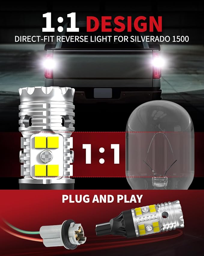 LASFIT 921 W16W LED Reverse Backup Light Bulbs for 2014-2022 2023 2024 2025 2026 Silverado 1500 2500 3500 HD, 6000K Cool White Super Bright OEM Replacement, 2 pcs
