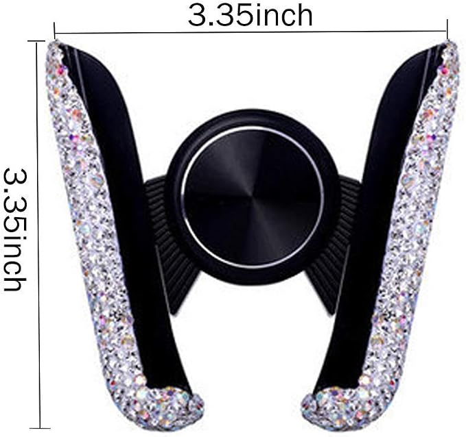 SUNCARACCL Bling Car Phone Holder Mini Dash Air Vent Phone Mount | Universal 360 Degrees Adjustable Rhinestone Phone Stand,Bling Car Accessories for Women and Girls (White Dimond)