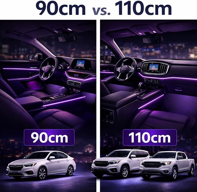 Acrylic Interior Car LED Strip Lights, Dreamcolor 10-in-1 Car Ambient Lighting Kit, with APP Control, 622 LED Fiber Optic Strip Lights for Cars, Supports Neon Sync with Music DIY Mode