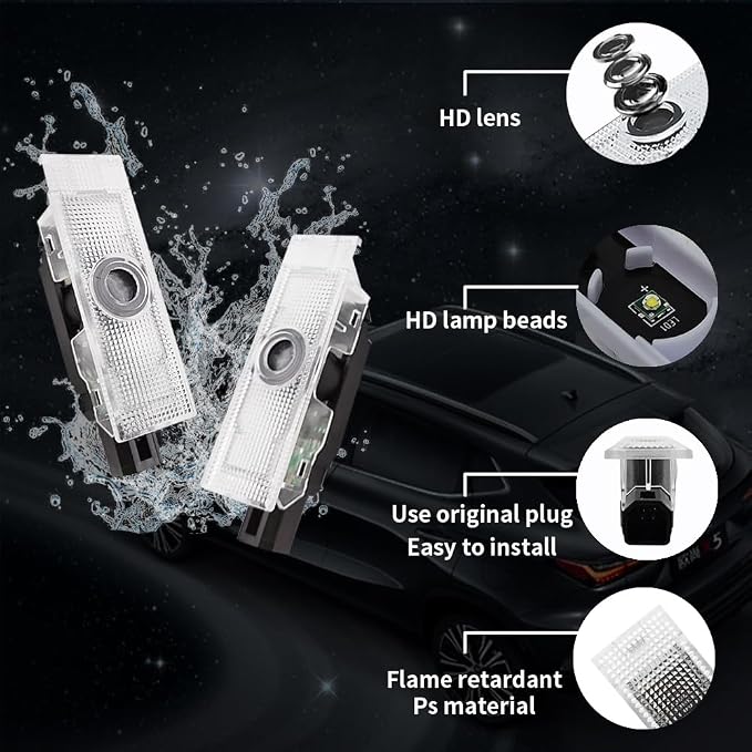 uuakarin 2PCS Non-fading LED Door Logo Lights Car Accessories HD Welcome lamp Compatible for Challenger 2015-Present Projector Ghost Shadow Puddle Courtesy Step Lights (break through red)