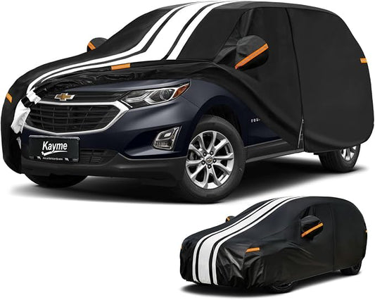 Kayme Heavy Duty Car Cover Custom Fit for Chevrolet Equinox (2004-2026) Waterproof All Weather for Automobiles, Gift with Tape/Towel, Outdoor Full Exterior Cover Rain Snow Sun UV Protection.
