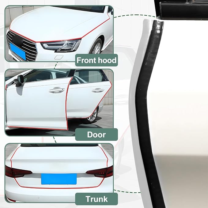 Osilly Car Door Protector Edge Guards, 33Ft Anti Collision U Shaped Automobile Door Seal Protector, No Glue Vehicle Exterior Edge Trim Protective Strip Accessories, Universal Fit (Black)