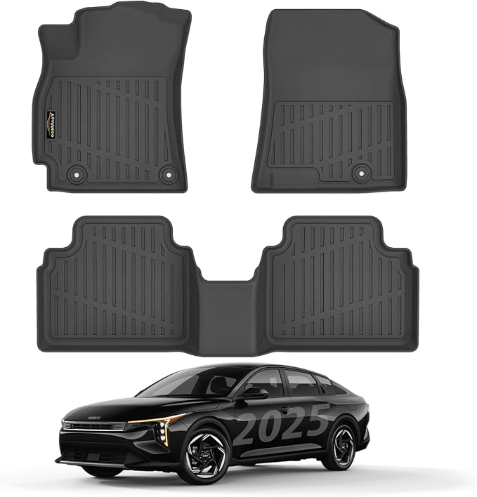 Floor Mats Custom for Kia K4 2025 2026 All Weather TPE Rubber Protection Front & Rear Row Anti-Slip Automotive Floor Liners for Kia K4 2025 Accessories | All Weather TPE Rubber Floor Liners Front & Rear Row Anti-Slip for K4 Accessories, Black